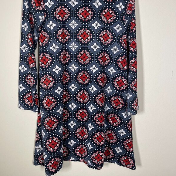 Authentic JK Youth Girls Red White and Black Floral Print LS Dress! - Picture 3 of 4